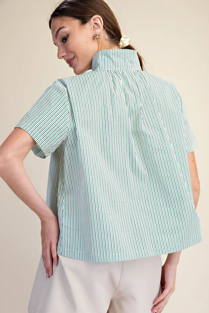 Bethany Stripe Top- Green/Blue
