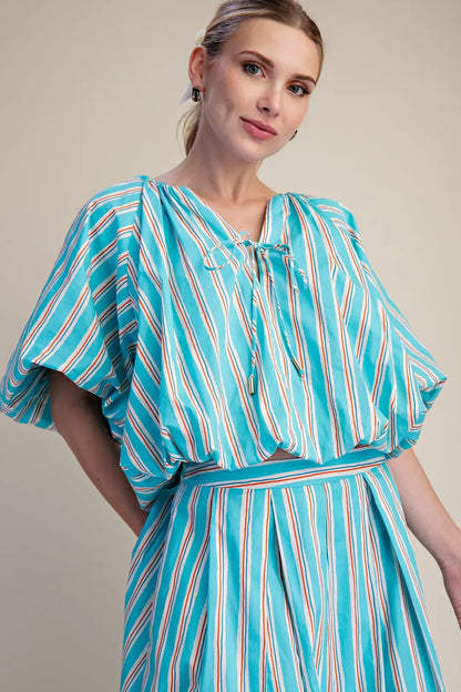 Harbor Stripe Bubble Top- Blue