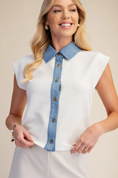 Leigh Vest Top- White