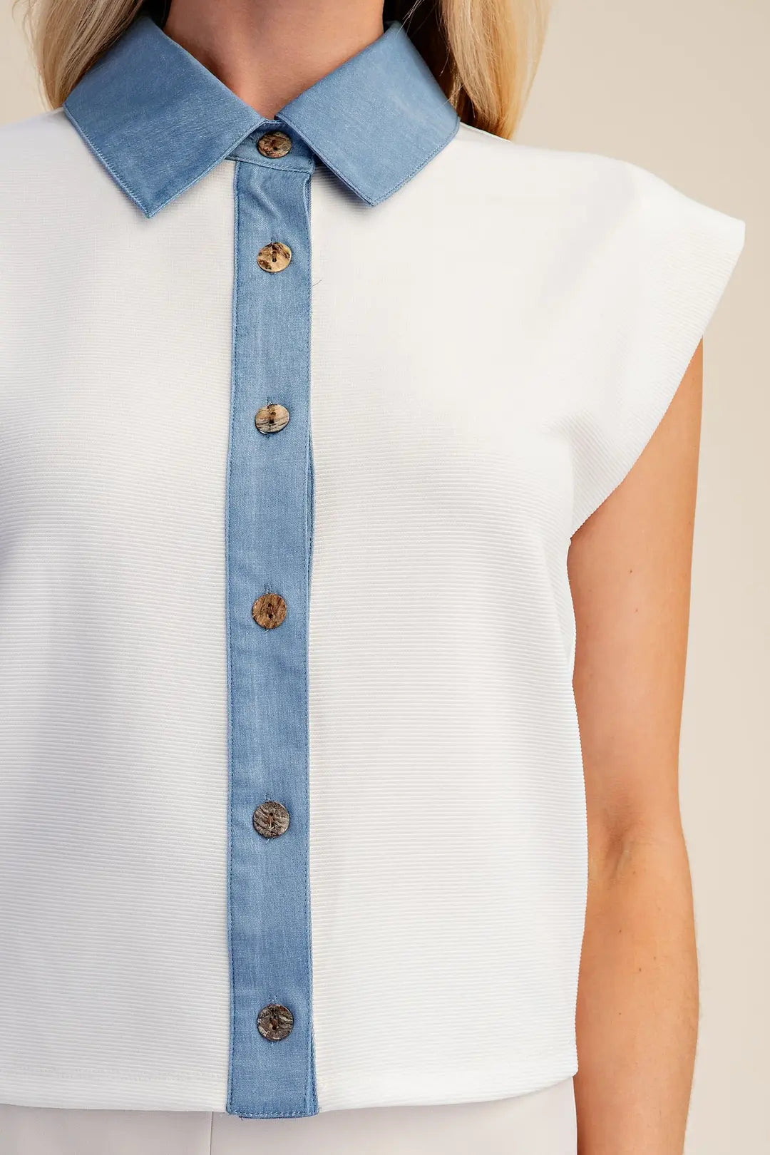 Leigh Vest Top- White