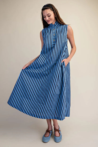 Sunday Stroll Midi Dress- Navy