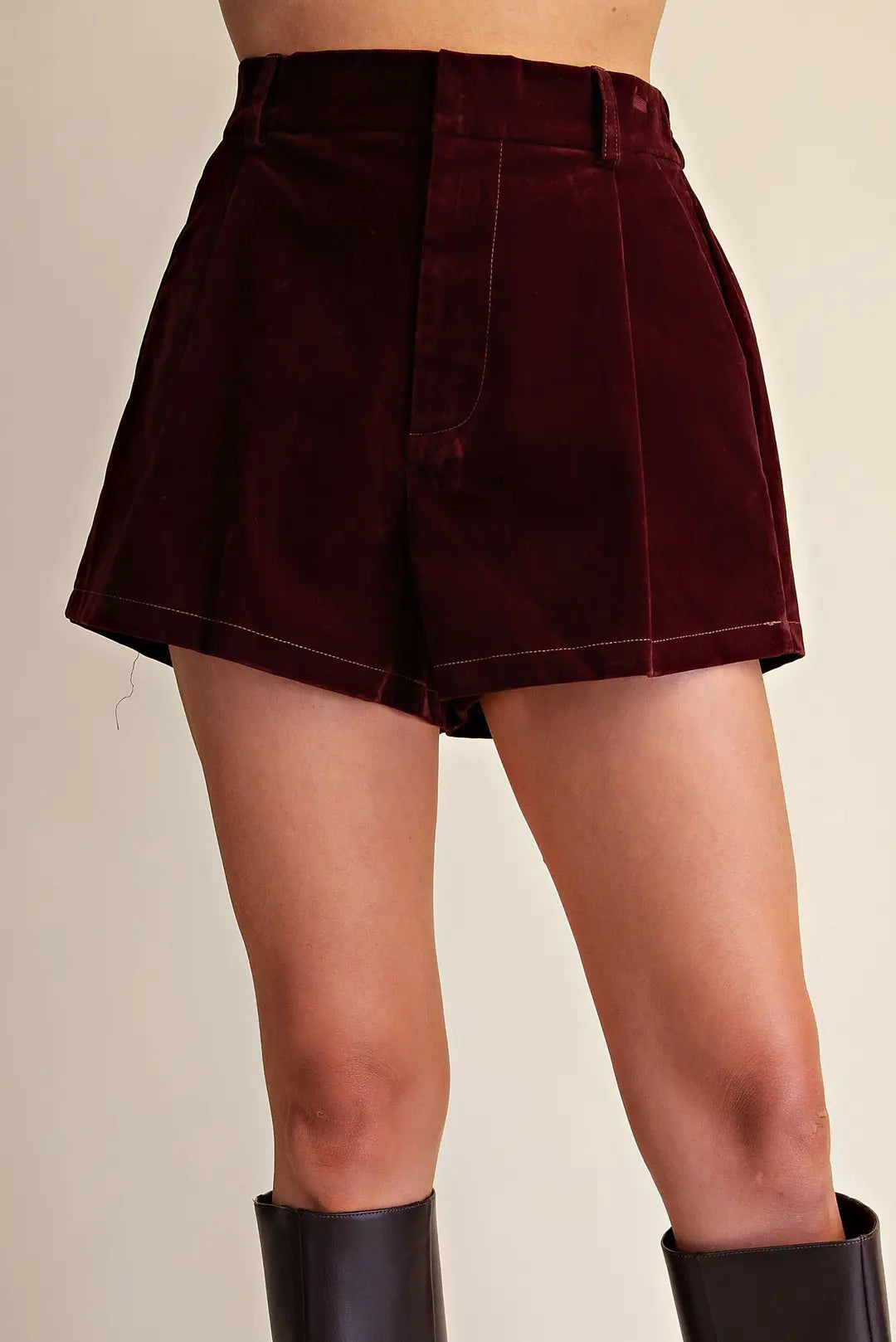 Elodie Velvet Shorts- Burgundy