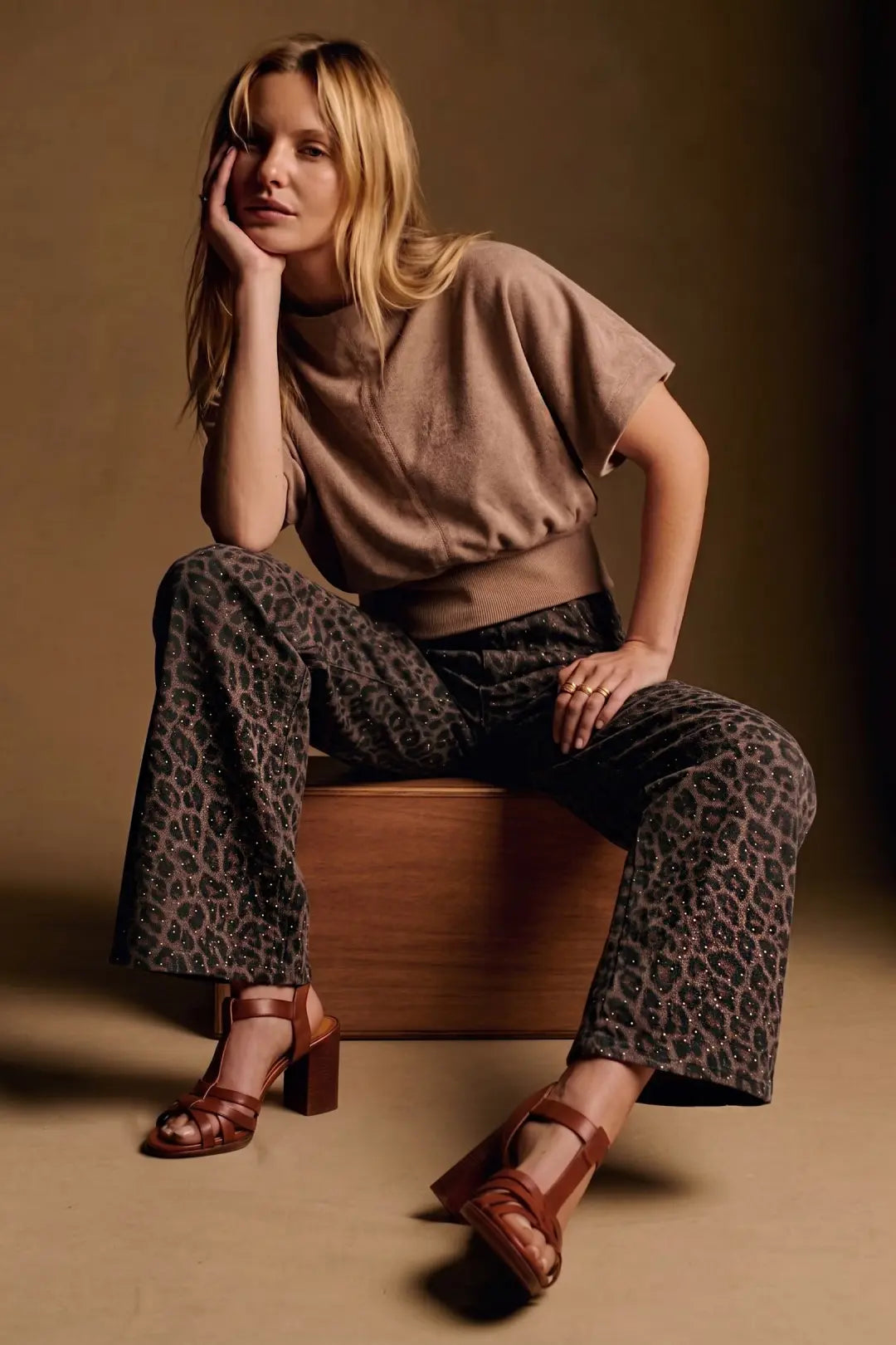 Mocha Suede Mock Neck Top
