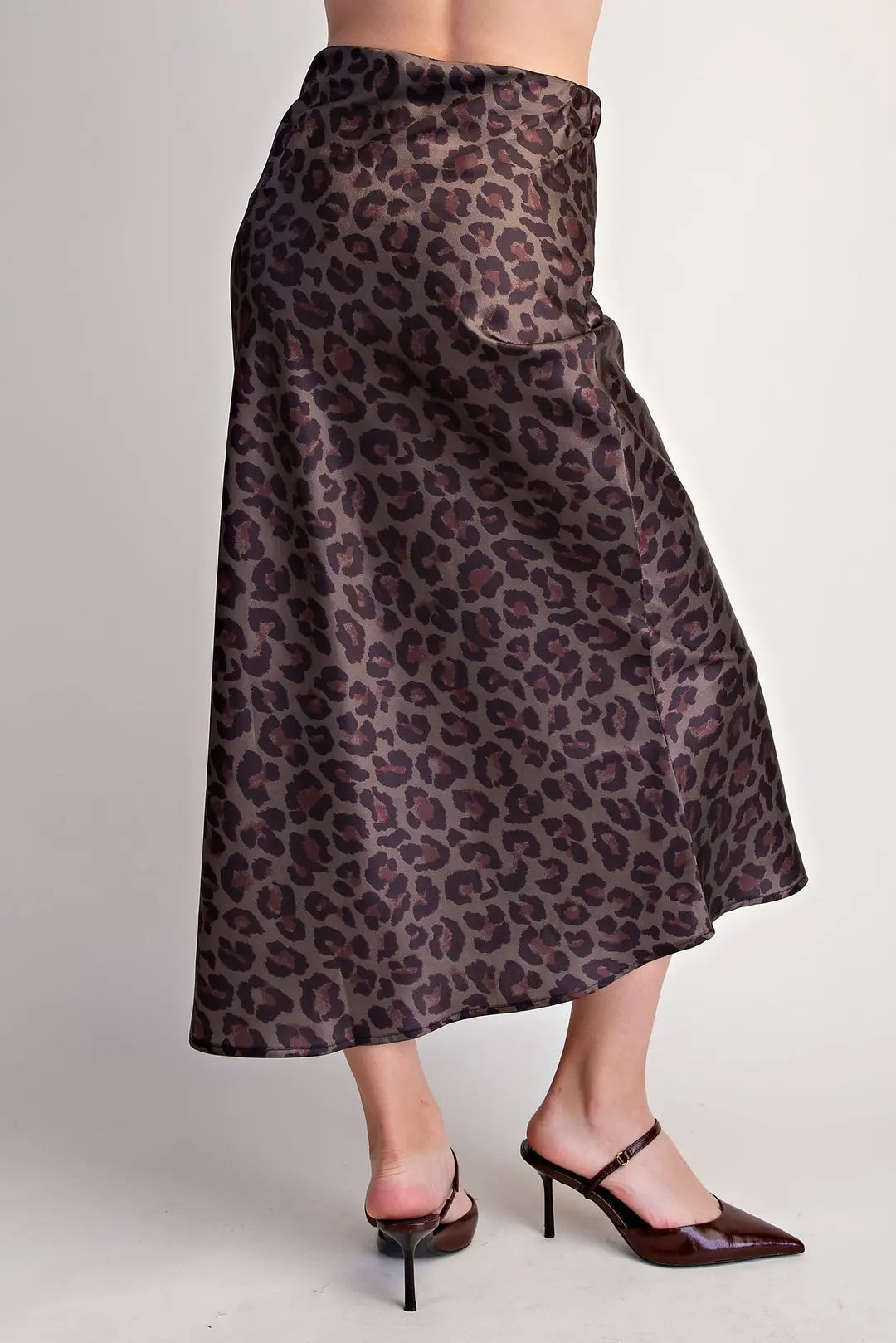 Leopard Print Midi Skirt- Olive