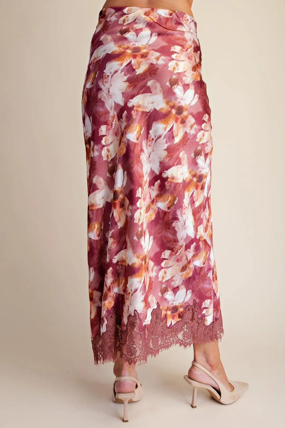Bordeaux Satin Skirt- Mauve
