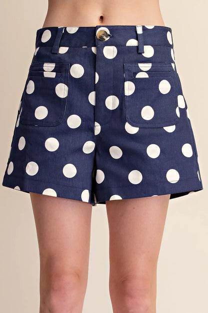 Ainsley Polka Dot Shorts- Navy