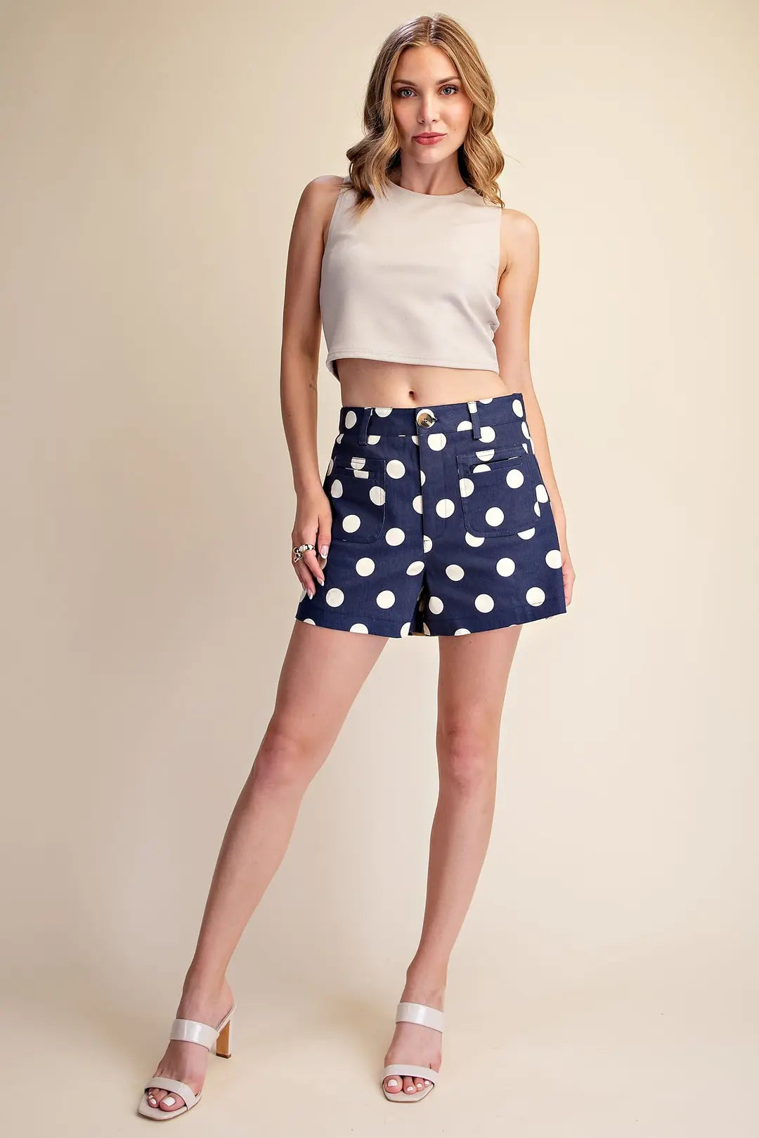 Ainsley Polka Dot Shorts- Navy