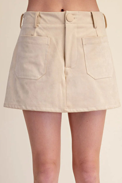Estelle Suede Skirt Set- Beige