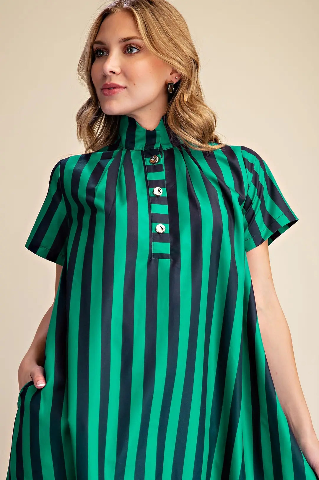 Frankie Stripe Midi Dress- Navy