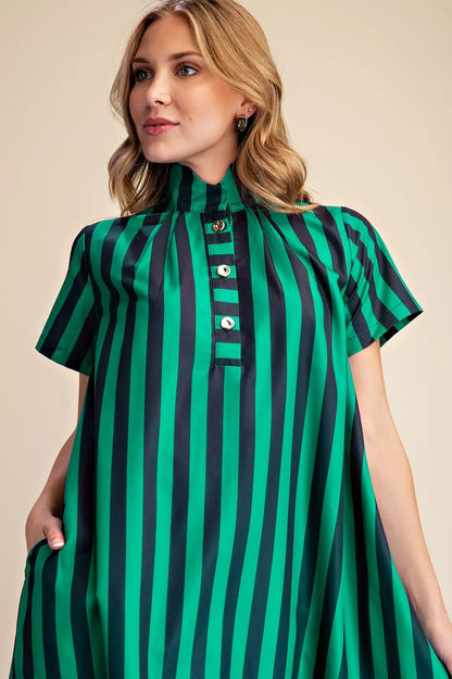 Frankie Stripe Midi Dress- Navy