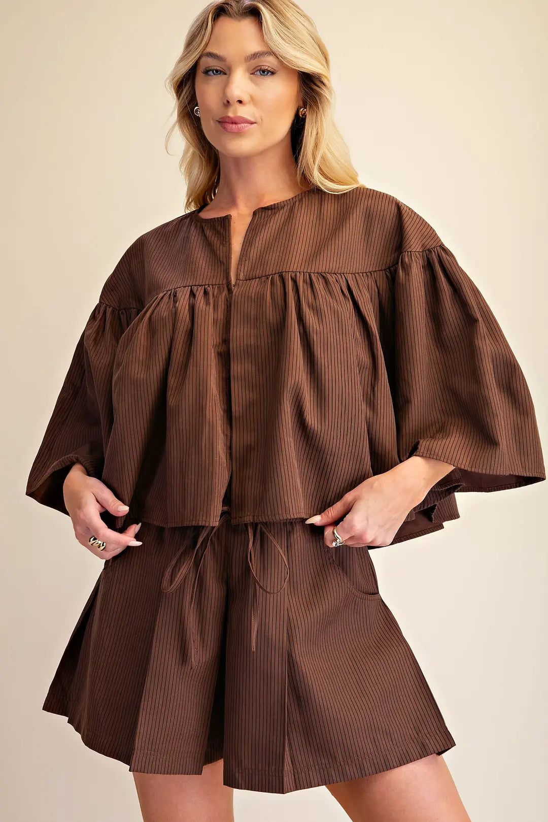 Scottie Cape Top Set- Brown