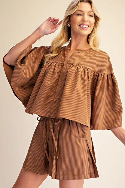 Scottie Cape Top Set- Camel