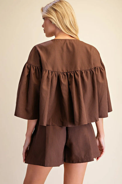 Scottie Cape Top Set- Brown