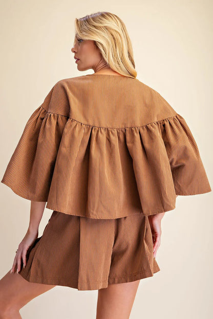Scottie Cape Top Set- Camel