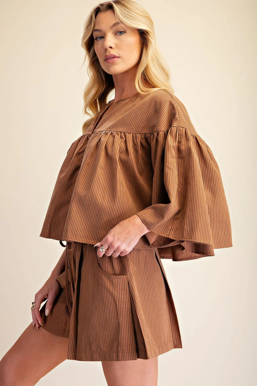 Scottie Cape Top Set- Camel