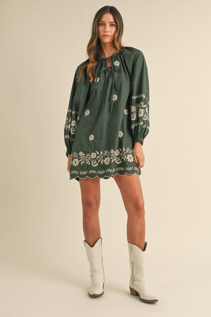 Embroidered Peasant Mini
