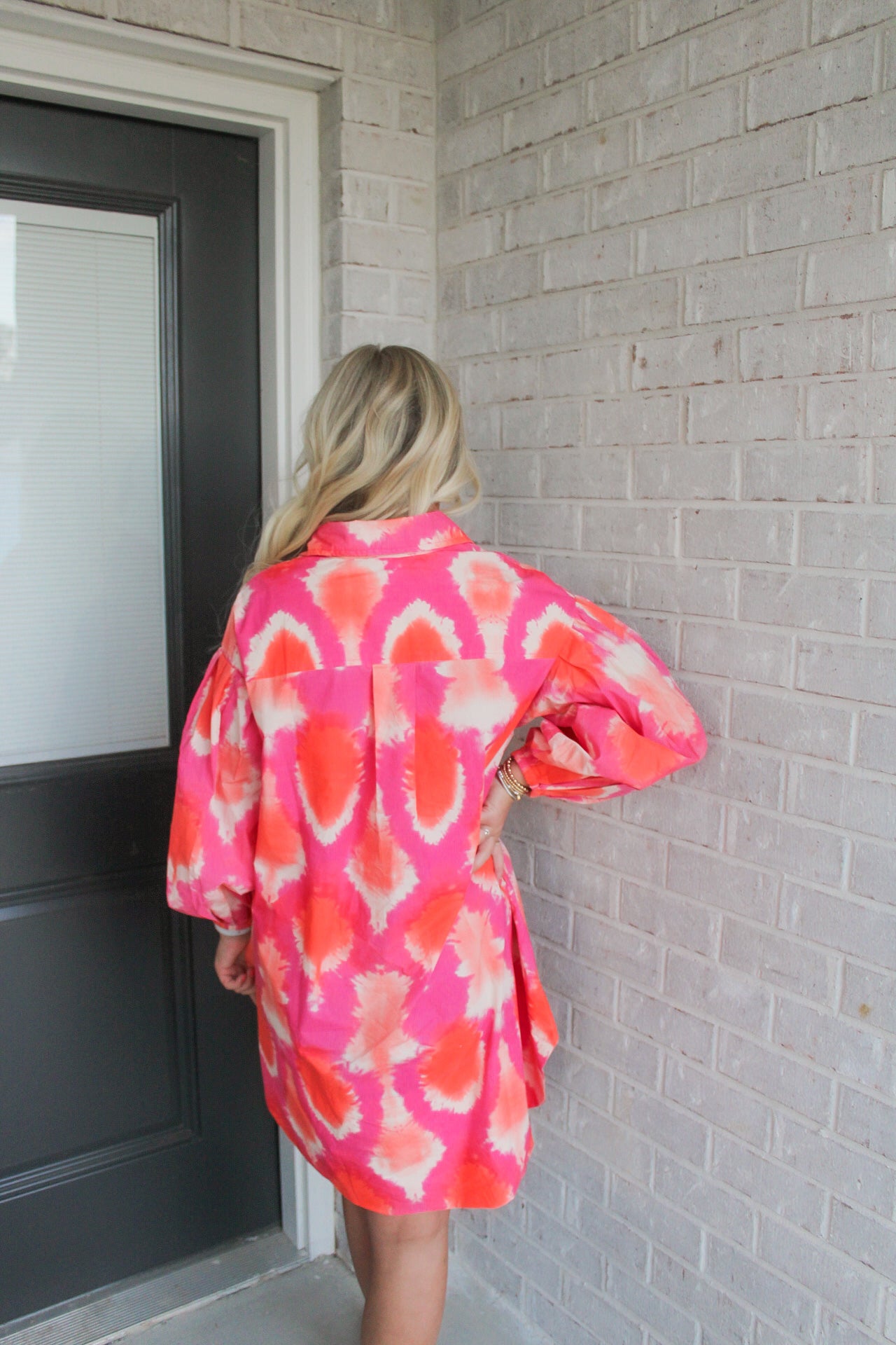 Tie Dye Shirt Dress- Pink/Orange