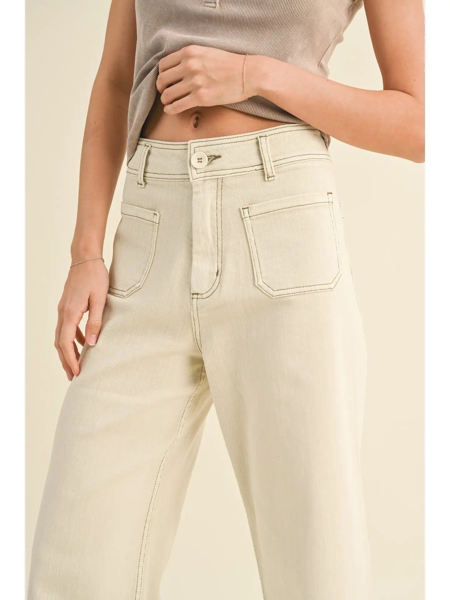 Marie Front Pocket Pants- Beige