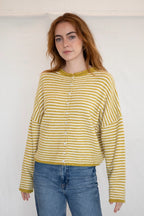Piper Cardigan- Mini Stripe Dijon Yellow