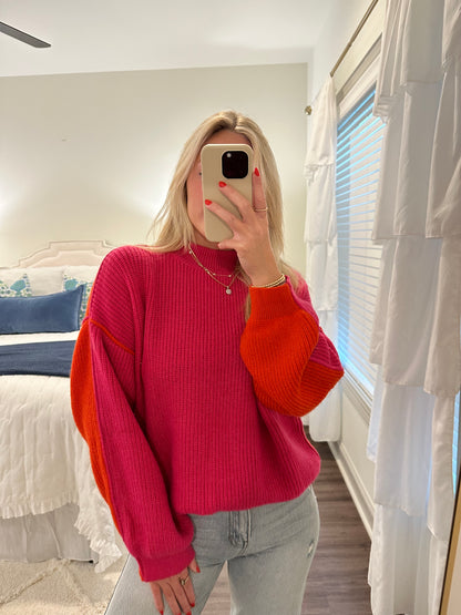 Two Sided Sweater- Pink/Red