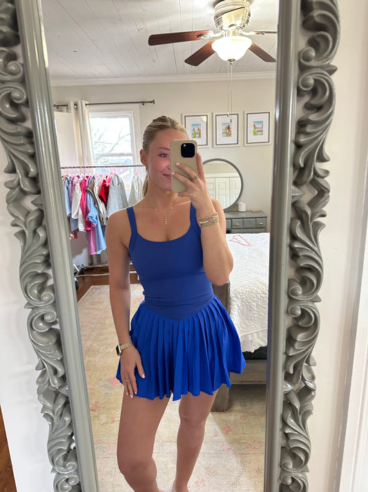 Pleated Romper- Royal Blue