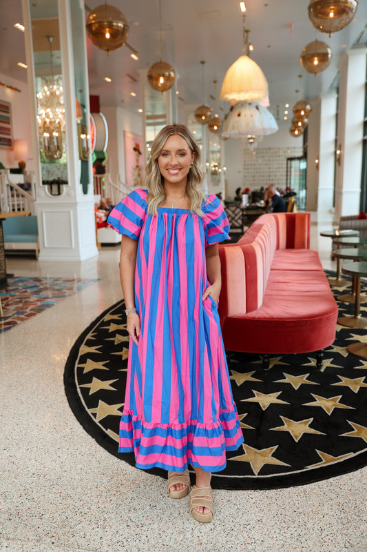 Sweet Stripes Maxi- Pink/Blue