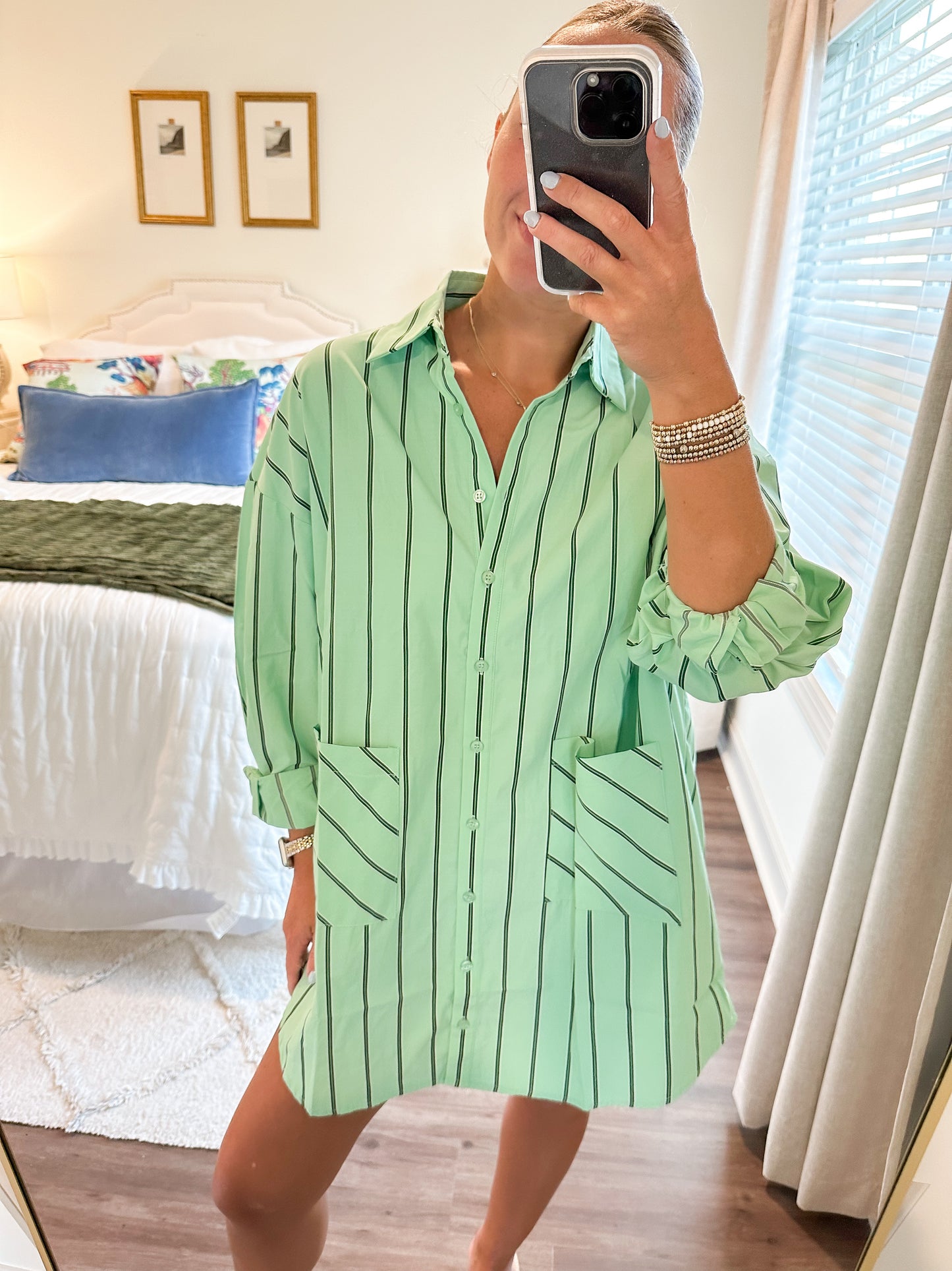 Marin Stripe Dress- Green