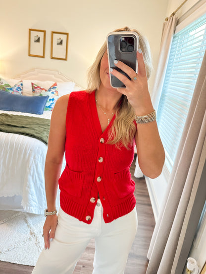 Caroline Sweater Vest- Red