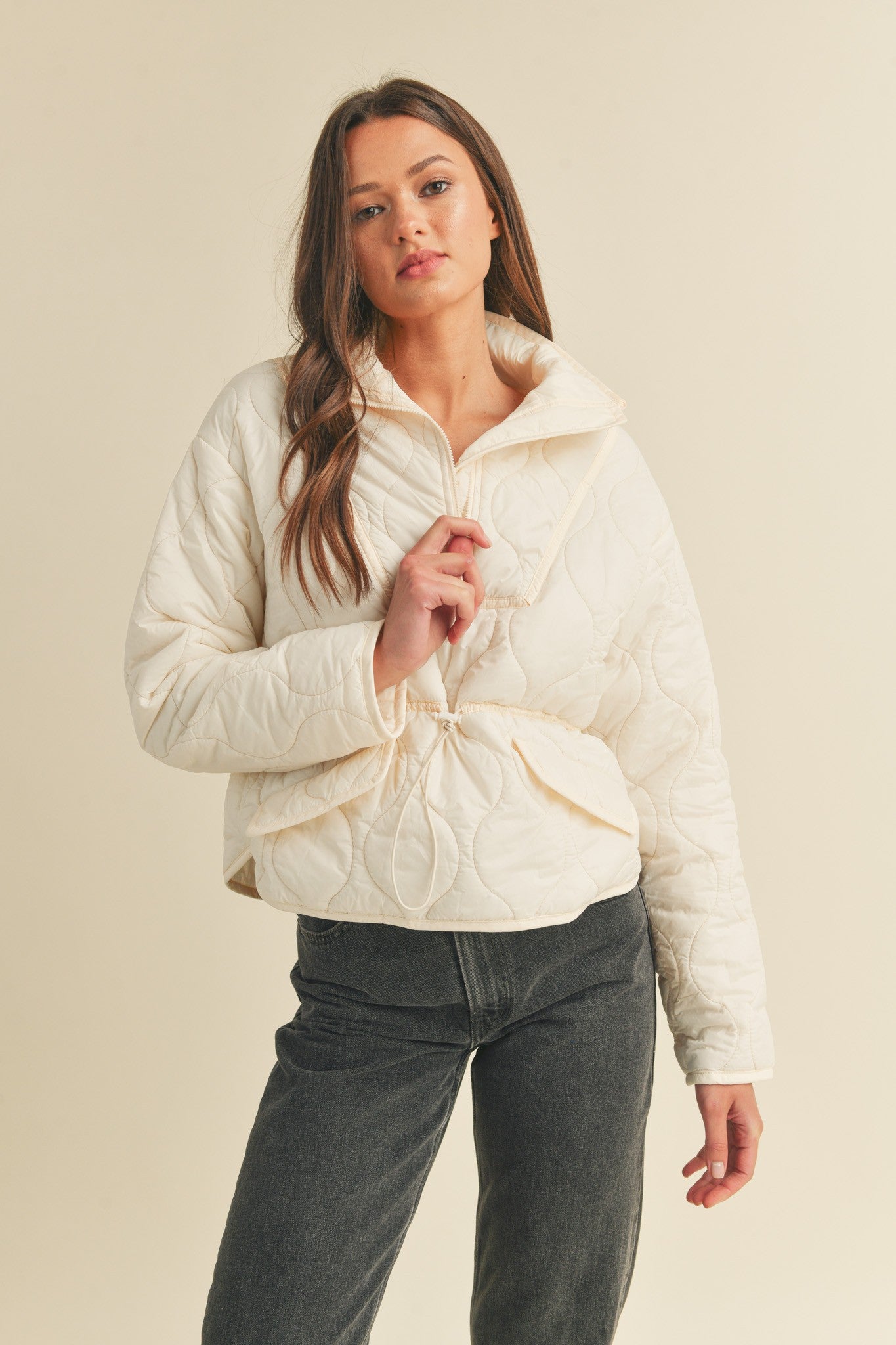 Dana Puffer Pullover- Cream