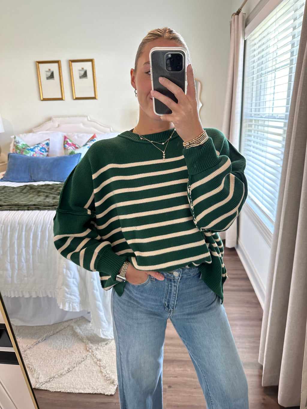 Winnie Sweater- Green Stripe