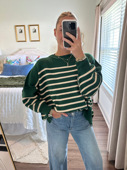 Winnie Sweater- Green Stripe