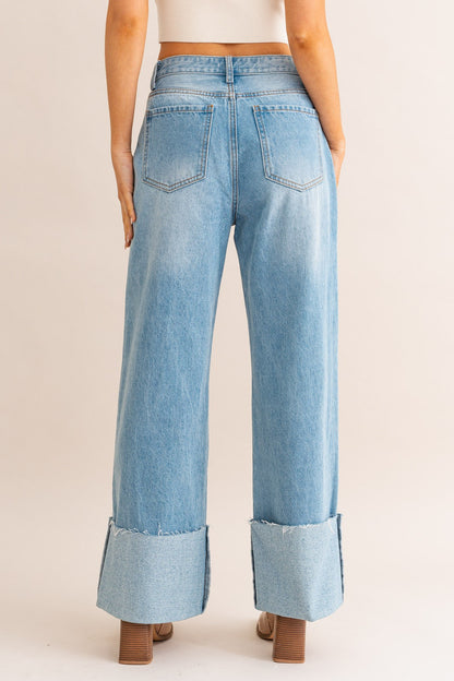 Wide Leg Cuffed Jean
