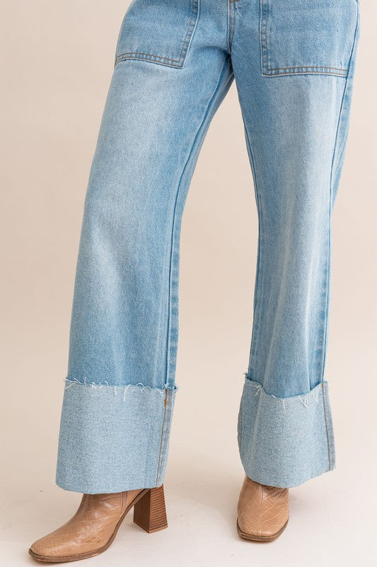 Wide Leg Cuffed Jean