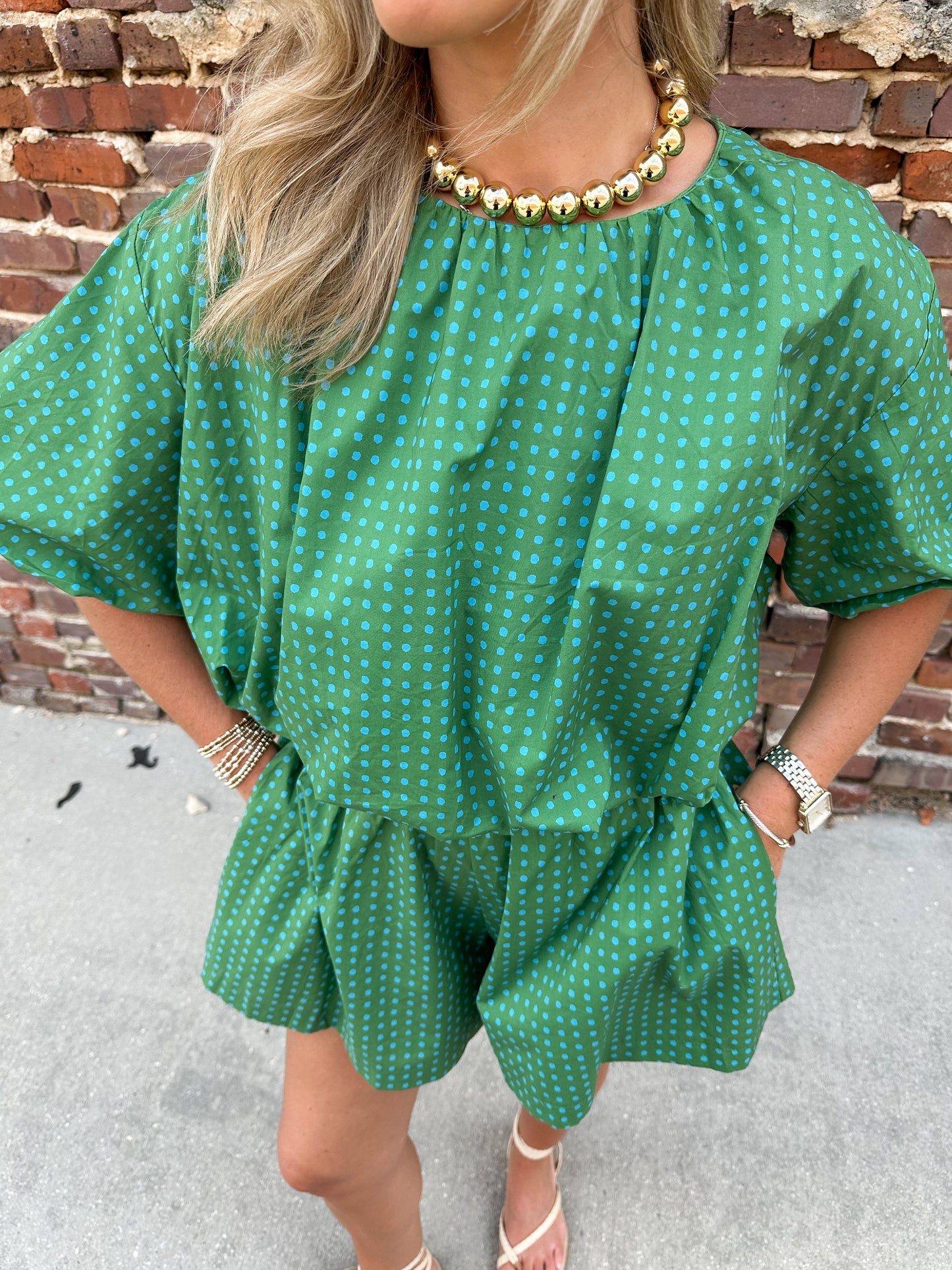 Maren Polka Dot Set- Kelly Green