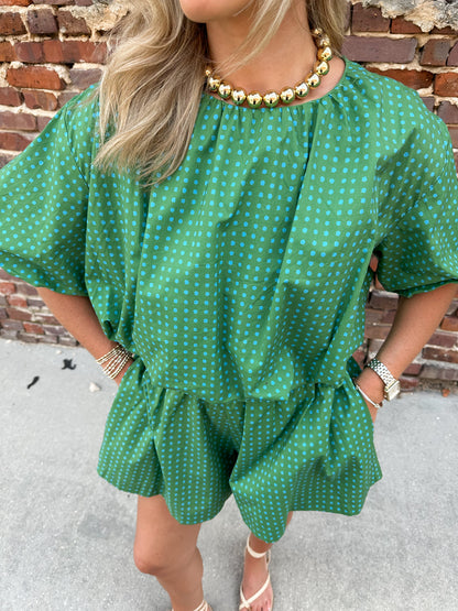 Maren Polka Dot Set- Kelly Green