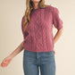 Plum Short Puff Sleeve Sweater