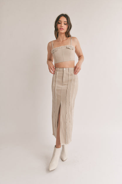 Distressed Midi Skirt Set