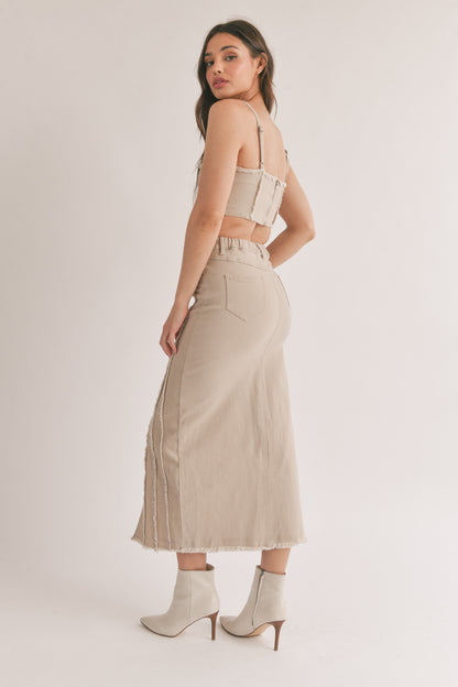 Distressed Midi Skirt Set