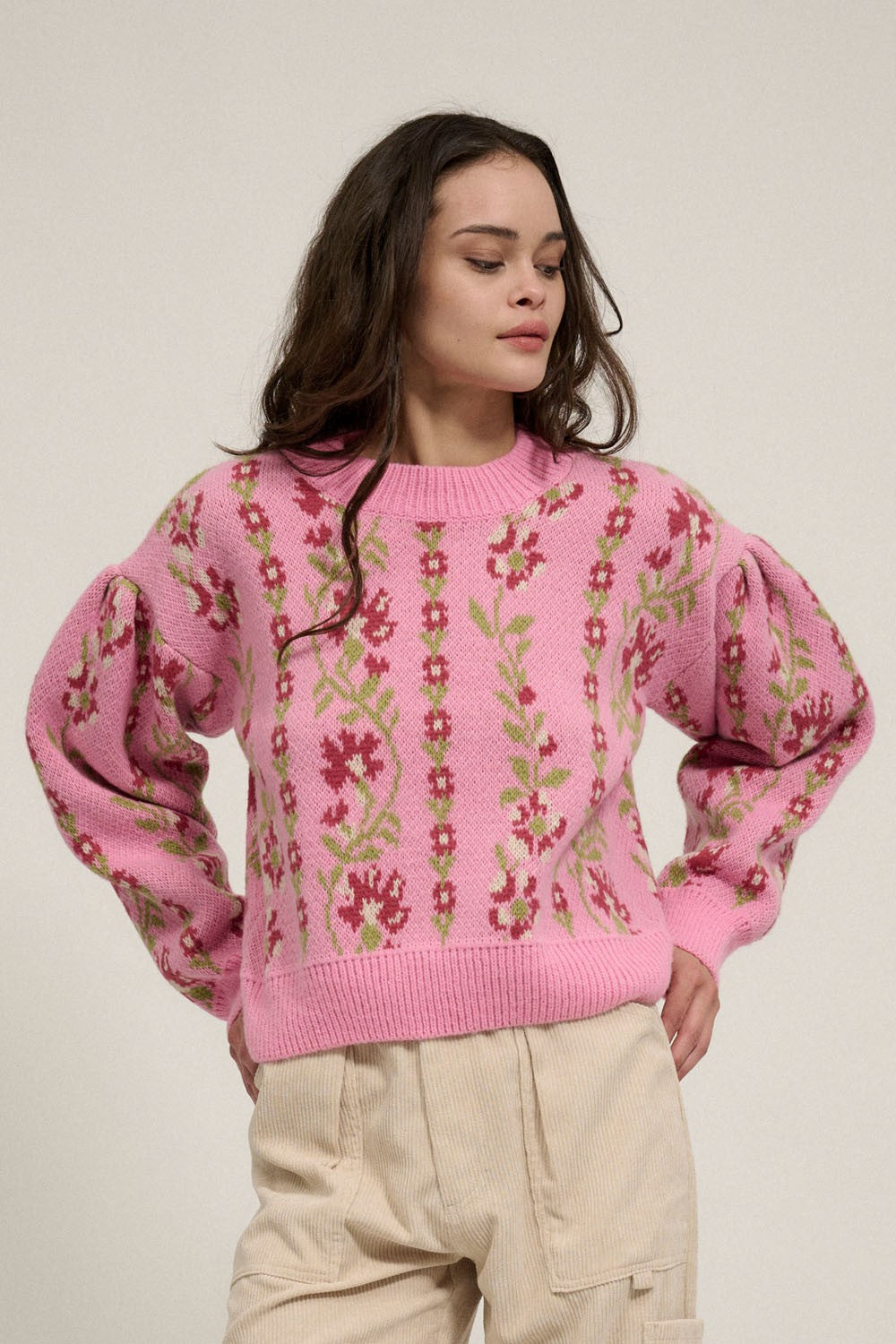 Pink Flower Sweater