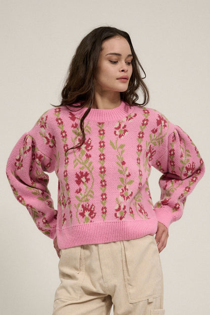 Pink Flower Sweater