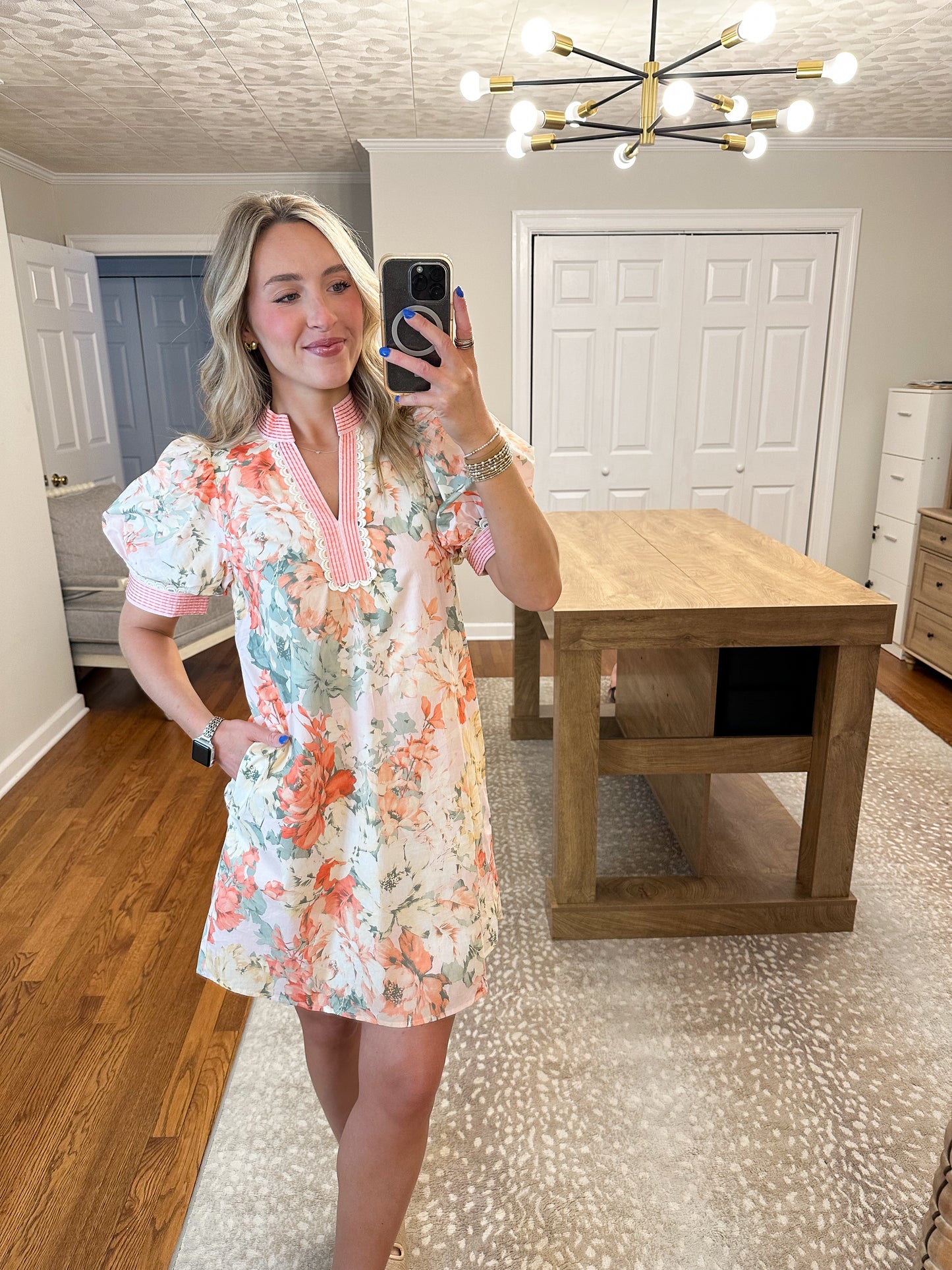 Aurelia Floral Mini Dress- Light Pink