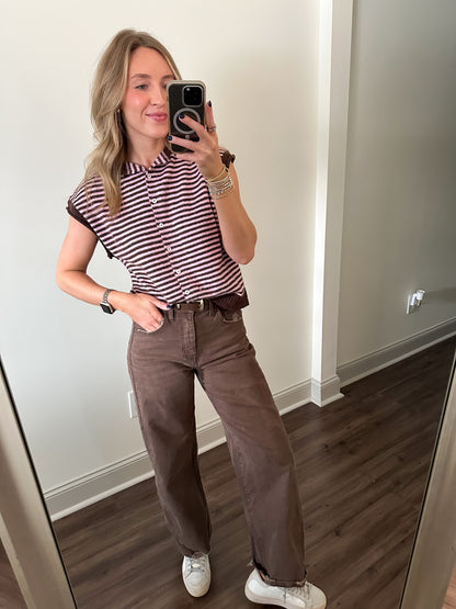 Piper Vest Top- Dark Wine