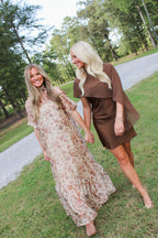 Annaleigh Mini Cape Dress- Brown
