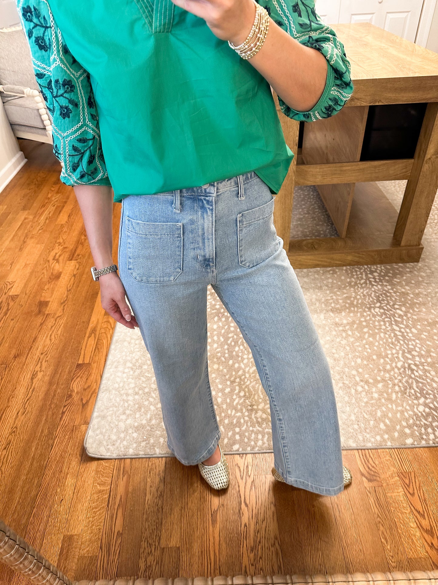 Patch Pocket Wide Leg Jean- Light