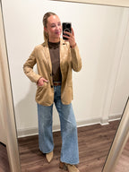 Suede Blazer Jacket- Taupe
