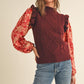 Burgundy/Cream Floral Top