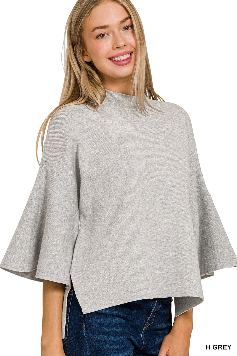 Bell Sleeve Sweater- Grey