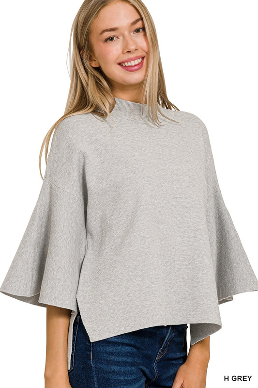 Bell Sleeve Sweater- Grey
