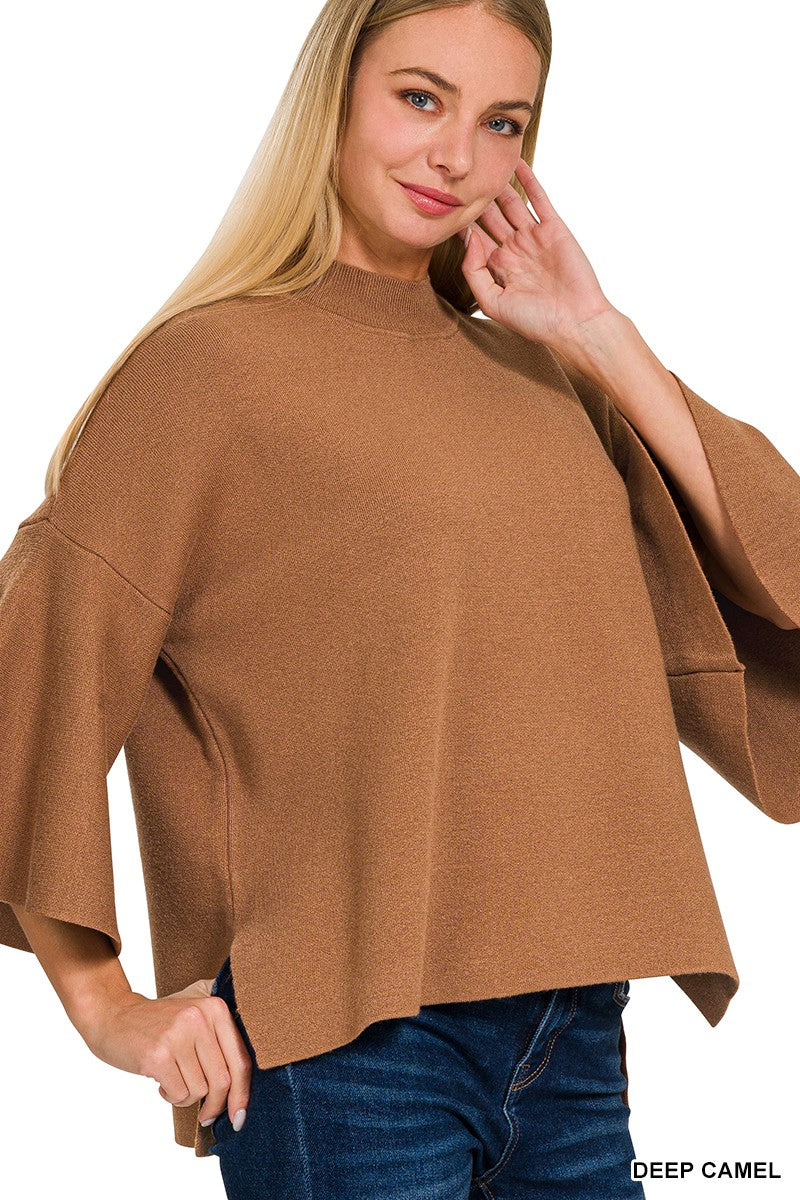 Bell Sleeve Sweater- Deep Camel
