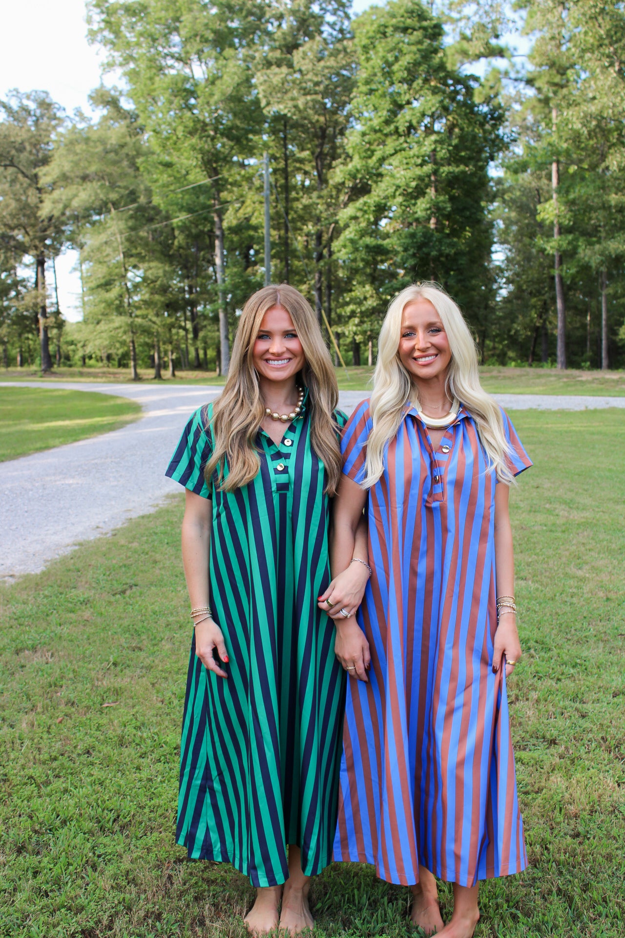 Frankie Stripe Midi Dress- Navy